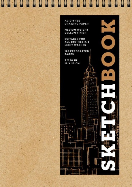 Sketchbook 7 x 10 Fliptop Landscape Kraft Spiral Hardcover Mixed Media Sketchbook for Drawing: Acid-Free Quality Paper (128 pages)