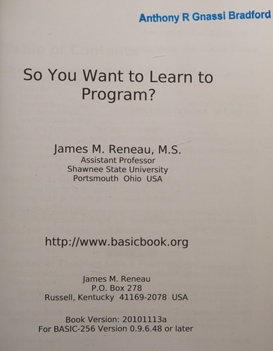 So You Want to Learn to Program?