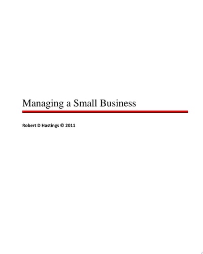 Managing a Small Business A Guide to Successful Small Business Management