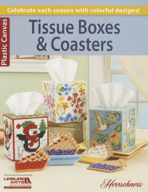 Tissue Boxes & Coasters: 8 Colorful Designs in Plastic Canvas