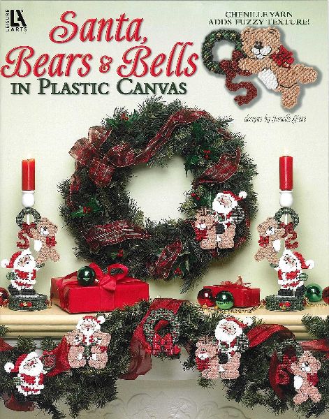 Santa, Bears, & Bells in Plastic Canvas: Chenille Yarn Adds Fuzzy Texture!