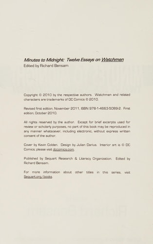 Minutes to Midnight Twelve Essays on Watchmen
