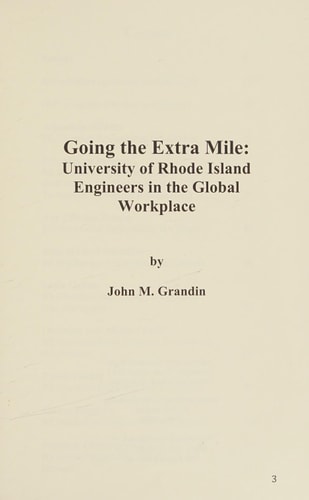 Going the Extra Mile University of Rhode Island Engineers in the Global Workplace