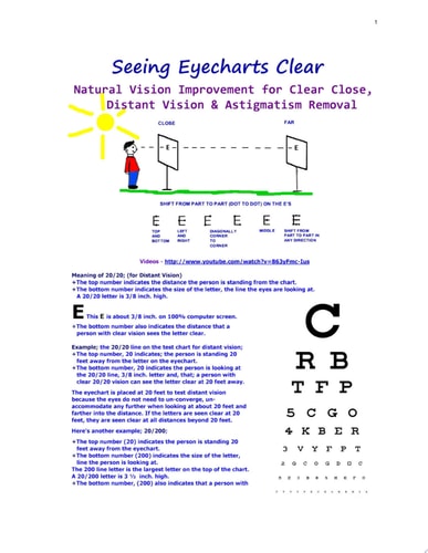 Seeing Eyecharts Clear-Natural Vision Improvement for Clear Close, Distant Vision & Astigmatism Removal (Black & White Edition)