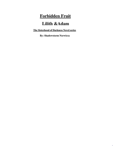 Forbidden Fruit The Sisterhood of Darkness Novel Series