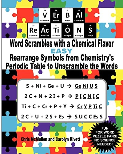 VErBAl ReAcTiONS - Word Scrambles with a Chemical Flavor (Easy) Rearrange Symbols from Chemistry's Periodic Table to Unscramble the Words