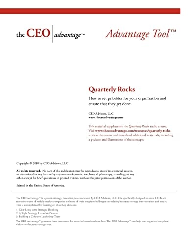 Quarterly Rocks How to Set Priorities for Your Organization and Ensure That They Get Done