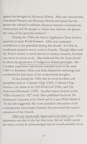 Roland Allen Pioneer of Spontaneous Expansion