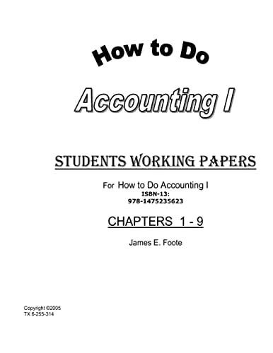 How to Do Accounting I Student Working Papers