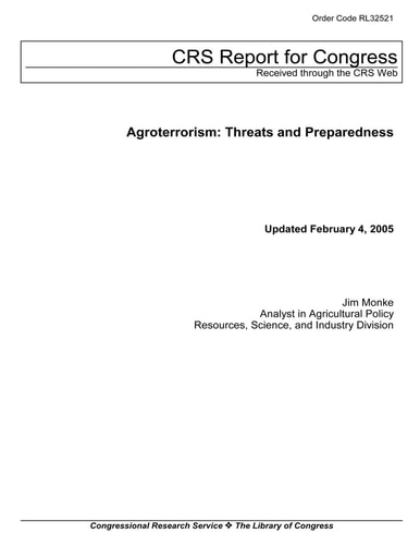 Agroterrosim Threats and Preparedness