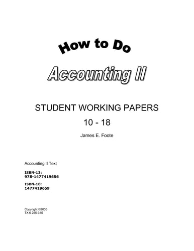 How to Do Accounting II Student Working Papers