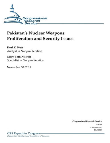 Pakistan's Nuclear Weapons Proliferation and Security Issues