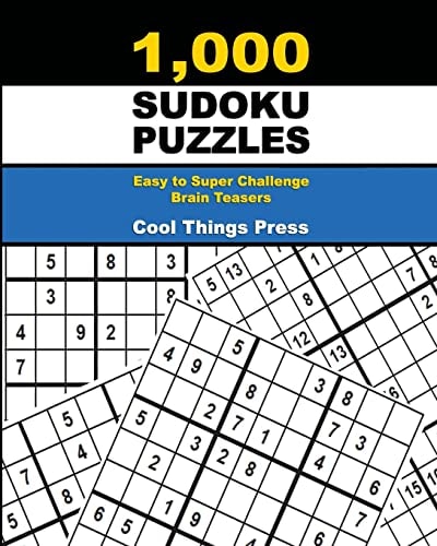 1,000 Sudoku Puzzles Easy to Super Challenge Brain Teasers