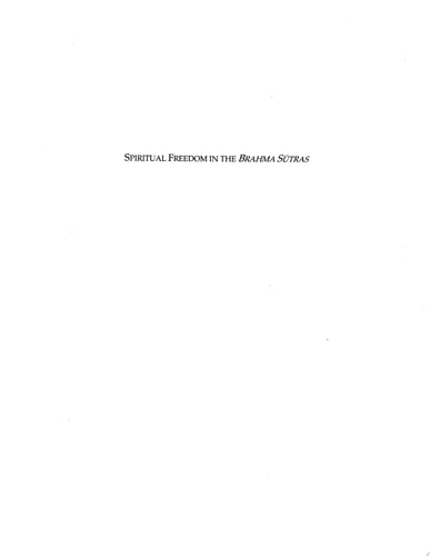 Spiritual Freedom in the Brahma Sutras