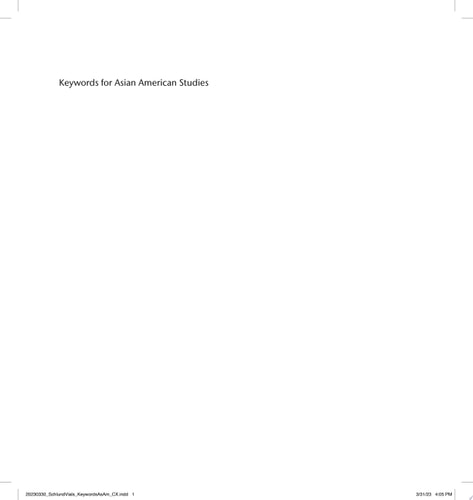 Keywords for Asian American Studies