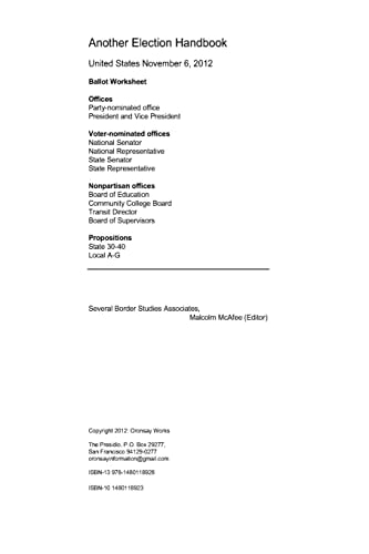 Another Election Handbook United States Election November 6, 2012