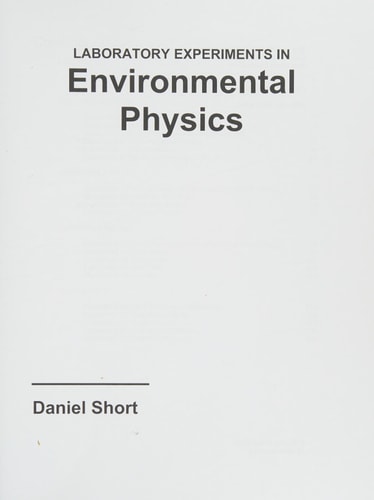 Laboratory Experiments in Environmental Physics