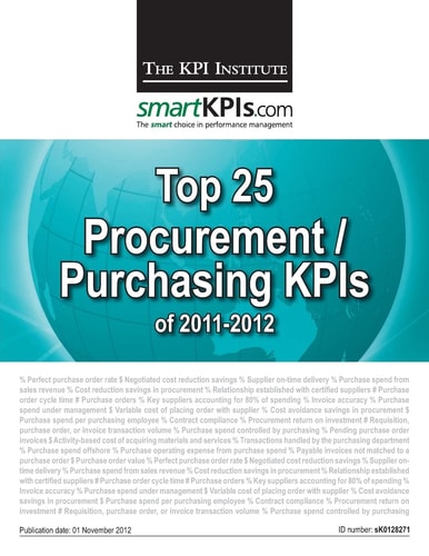 Top 25 Procurement / Purchasing KPIs Of 2011-2012