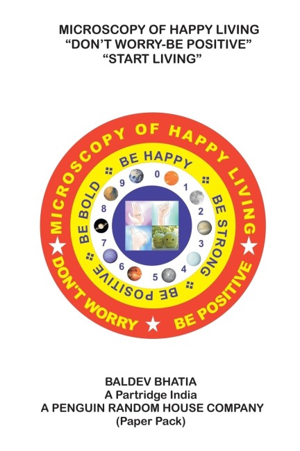 Microscopy of Happy Living - Dont Worry Be Positive - Start Living Be Positive Be Brave Be Strong and Be Happy