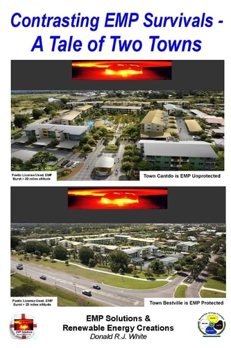 Contrast EMP Survivals - a Tale of Two Towns This Novel Contrasts a Cataclysmic Electromagnetic Pulse Burst Over Two Towns. Cantville, Was EMP Unprotected and Faltered Under a Bare Existence Life While Farmville Retained Most of the Pre-EMP Event Lifestyl