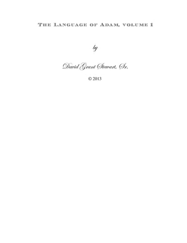 The Language of Adam, Volume 1