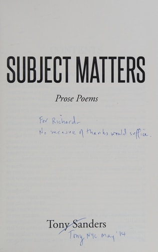 Subject Matters Prose Poems