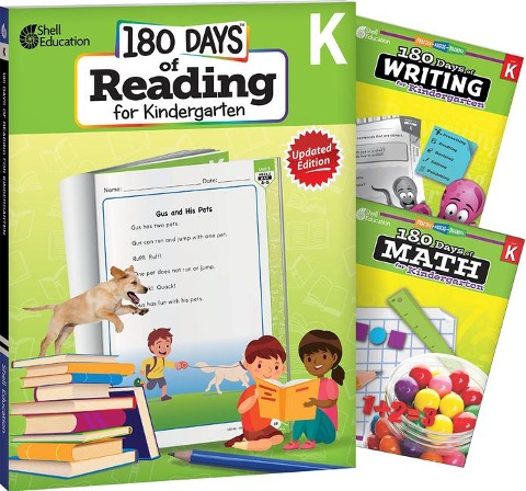 180 Days(tm) Reading, Writing and Math for Grade K: 3-Book Set: Practice, Assess, Diagnose