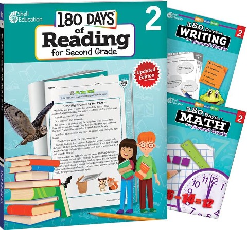 180 Days(tm) Reading, Writing and Math for Grade 2: 3-Book Set: Practice, Assess, Diagnose