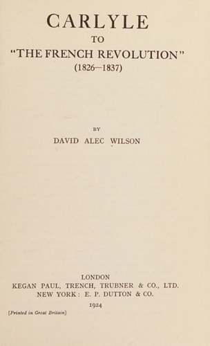 Carlyle to the French Revolution, 1826-1837
