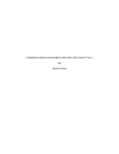 Understanding Your Bible-The New Testament Volume One