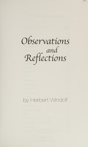 Observations and Reflections