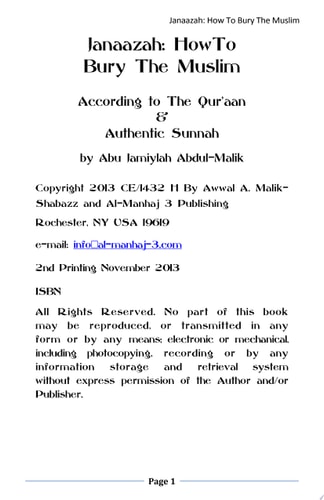 Janaazah: How To Bury The Muslim