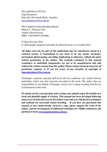 The Complete Cricket Breeding Manual Revolutionary New Cricket Breeding Systems