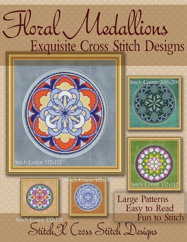 Floral Medallions Exquisite Cross Stitch Designs Five Designs for Cross Stitch in Fun Geometric Styles