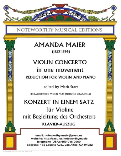Violin Concerto in One Movement Reduction for Violin and Piano, Edited by Mark Starr