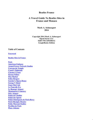 Beatles France A Travel Guide fo Beatles Sites in France and Monaco