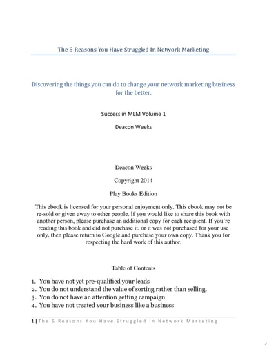 The 5 Reasons You Have Struggled in Network Marketing