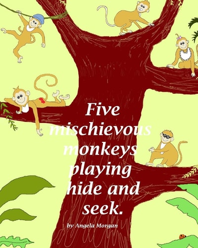Five Mischievous Monkeys Playing Hide And Seek
