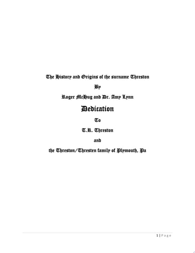 The History and Origins of the surname Threston