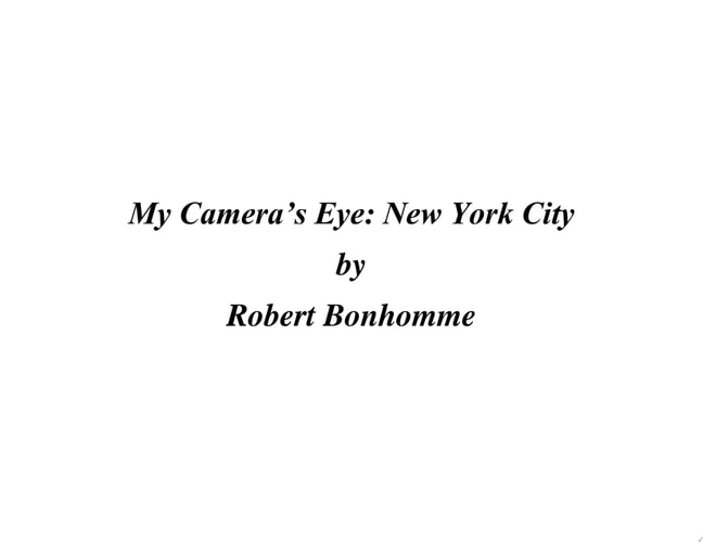 My Cameras Eye: New York City For my friend and fellow travel writer T.R. Threston