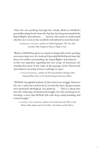 Gendered Citizenship The Original Conflict Over the Equal Rights Amendment, 1920–1963