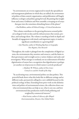 The Nature of Data Infrastructures, Environments, Politics