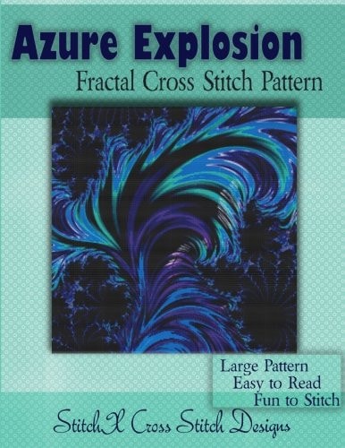 Azure Explosion Fractal Cross Stitch Pattern