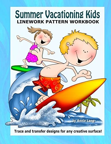 Summer Vacationing Kids Linework Pattern Workbook