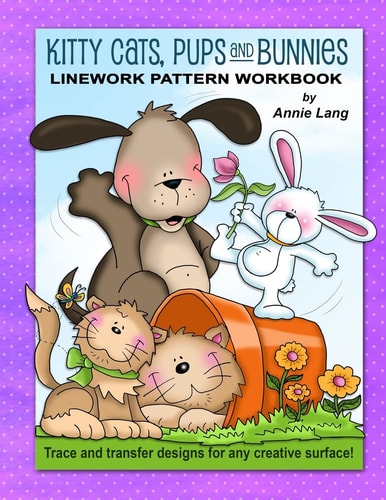 Kitty Cats, Pups and Bunnies Linework Pattern Workbook