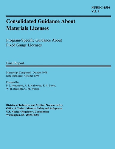 Consolidated Guidance About Materials Licenses Program Specific Guidance About Fixed Gauge Licenses