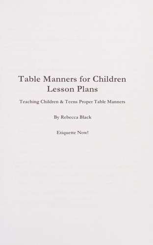 Table Manners for Children Lesson Plan Teaching Children & Teens Proper Table Manners