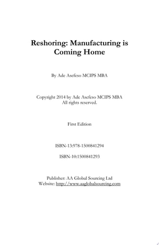 Reshoring Manufacturing is Coming Home