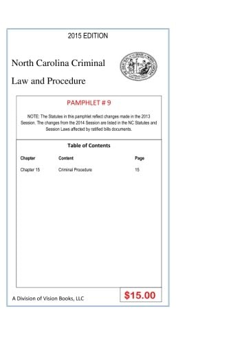North Carolina Criminal Law And Procedure-Pamphlet # 9