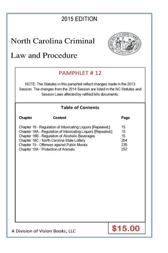 North Carolina Criminal Law and Procedure Pamphlet # 12